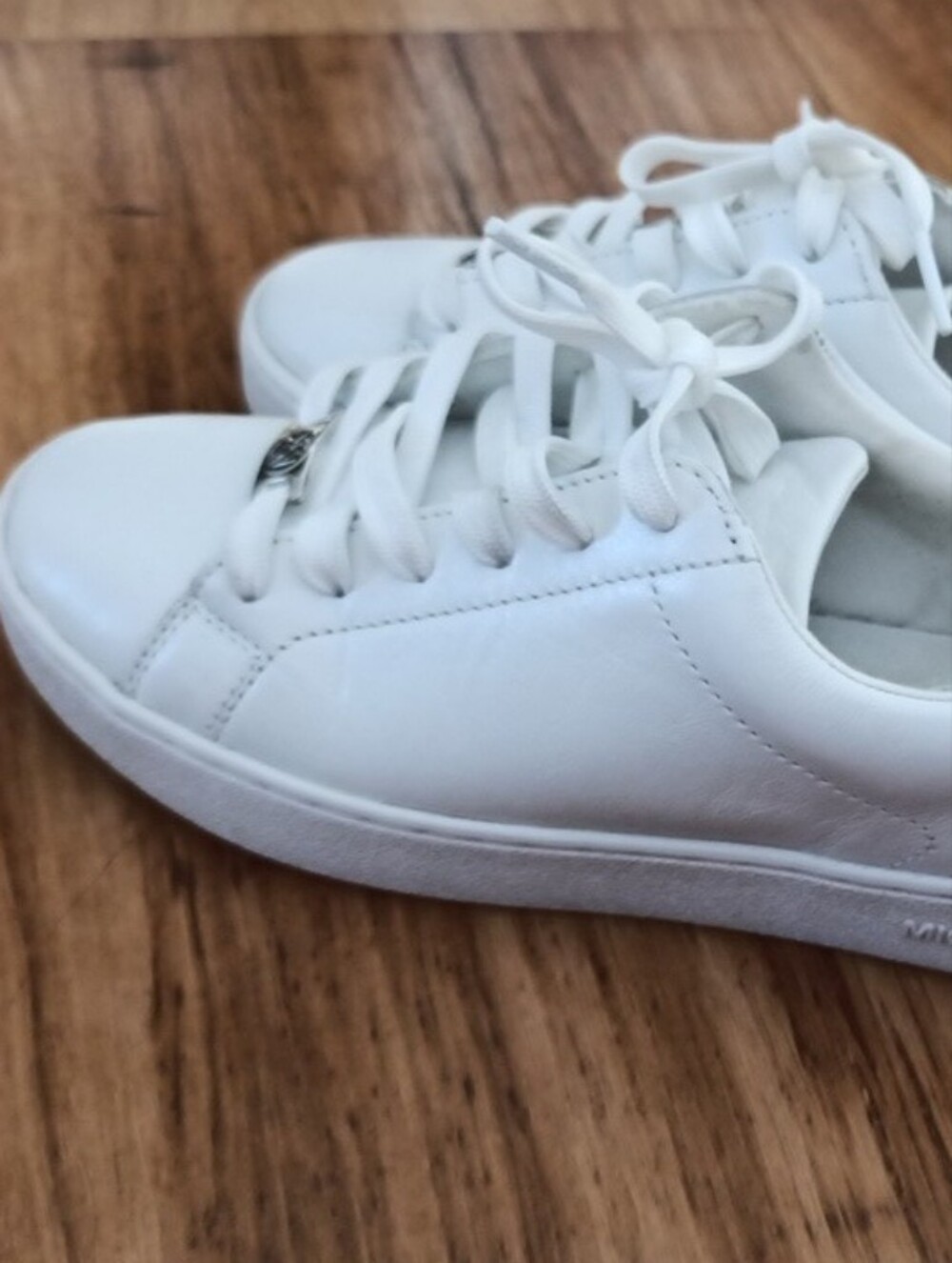 Michael Kors White Leather Low-Top Lace-Up Sneakers